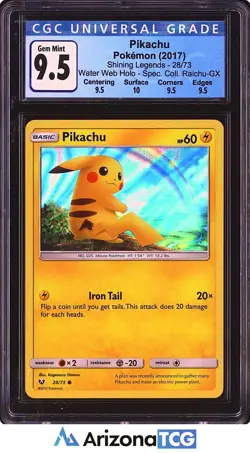 Pokemon 2017 Pikachu 28/73 Water Web Holo Shining Legends CGC 9.5 - Image 1