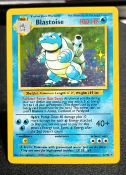 Pokemon Base TCG 1999 Original BLASTOISE 2/102 Rare Holo - Image 1