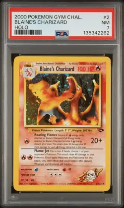 2000 POKEMON GYM CHALLENGE HOLO #2 BLAINE'S CHARIZARD PSA 7 - Image 1