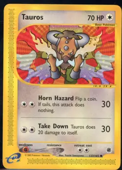 Tauros 133/165 Common Expedition Base Set Pokemon NM - Image 2