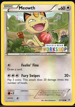 Meowth 67/108 Common Build A Bear Roaring Skies Pokemon NM - Image 2