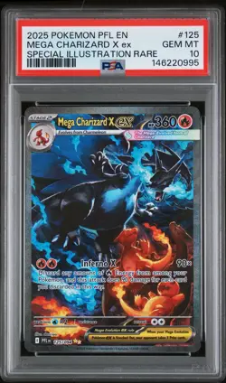 2025 POKEMON PFL EN-PHANTASMAL FLAMES #125 MEGA CHARIZARD X EX PSA 10 - Image 1