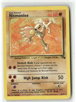Pokemon Hitmonlee (22) 22/62 Unlimited Fossil Rare - Image 1