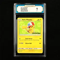TQG 9 MINT 2017 Pokemon ENG Ash's Pikachu SM112 PROMO - Image 1