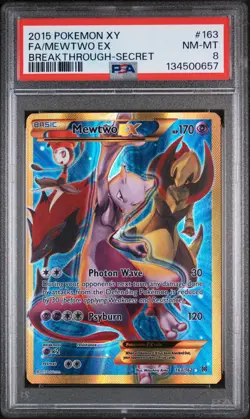 2015 Pokemon Breakthrough Mewtwo EX Secret 163/162 PSA 8 - Image 1