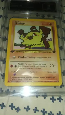 Pokemon Mankey 2000 1st Edition Non Holo #61 CROWN 9 MINT TEAM ROCKET - Image 1