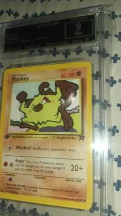 Pokemon Mankey 2000 1st Edition Non Holo #61 CROWN 9 MINT TEAM ROCKET - Image 3