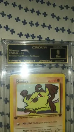 Pokemon Mankey 2000 1st Edition Non Holo #61 CROWN 9 MINT TEAM ROCKET - Image 5