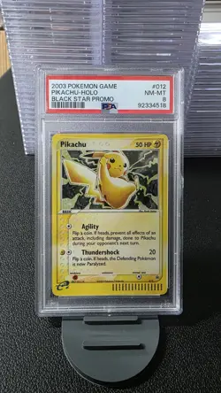 2003 POKEMON BLACK STAR PROMO #012 PIKACHU HOLO PSA 8 - Image 1
