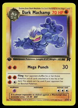 Pokemon Card - Dark Machamp Team Rocket 27/82 Rare 1st Edition - Image 1