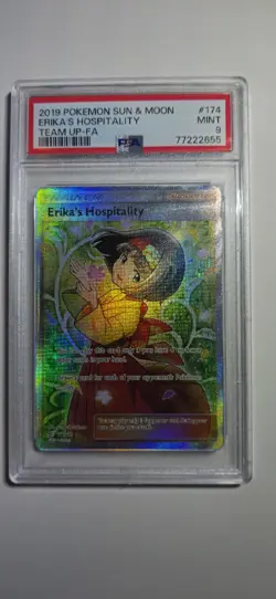Pokemon TCG Erika's Hospitality Holo Sm-Team Up 174/181 PSA 9 - Image 1
