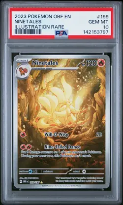 2023 POKEMON OBF EN-OBSIDIAN FLAMES ILLUSTRATION RARE #199 NINETALES PSA 10 - Image 1