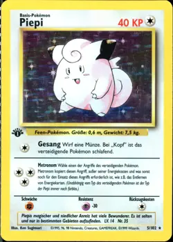Base Set 1st Edition Clefairy 5/102 Holo 1999 German Pokemon Piepi - Image 1