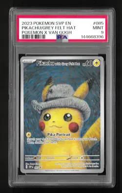 2023 SVP Pokemon X Van Gogh Promo #085 Pikachu With Grey Felt Hat PSA 9 - Image 1