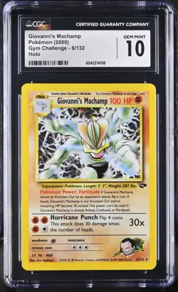 CGC 10 GEM MINT Giovanni's Machamp Gym Challenge 6/132 Holo Pokemon Card - Image 1