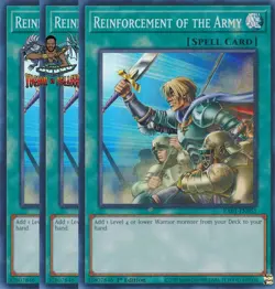 Yugioh! 3x Reinforcement of the Army RA01-EN051 Super Rare 1st Ed NM - Image 1
