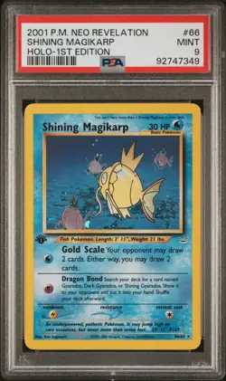 2001 POKEMON NEO REVELATION 1ST ED #66 SHINING MAGIKARP-HOLO PSA 9 - SWIRL - Image 2