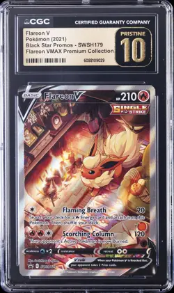 2021 POKEMON PROMOS FLAREON VMAX PREMIUM COLLECTION FLAREON V CGC 10 PRISTINE - Image 1