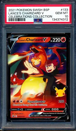Lance's Charizard V 2021 Pokemon Celebrations Black Star Promo #133 PSA 10 - Image 1