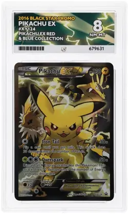 2016 Pikachu EX Full Art Black Star Promo XY124 ACE 8 Graded Pokemon Card - Image 1