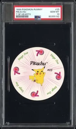 1999 Pokemon Rummy Pikachu 7 of Hearts PSA 10 POP 21 - Image 1