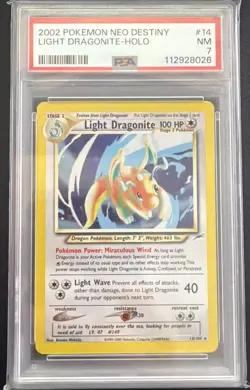 2002 Pokemon Neo Destiny Light Dragonite #14 Holo PSA 7 - Image 1