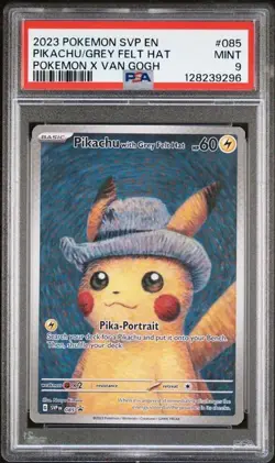 Pokemon Pikachu with Grey Felt Hat Van Gogh Full Art Promo SVP EN 085 PSA 9 Mint - Image 1