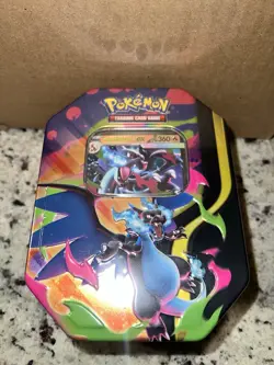 Pokemon Mega Charizard Tin (Mega Charizard X) IN HAND NEW Factory Sealed - Image 1