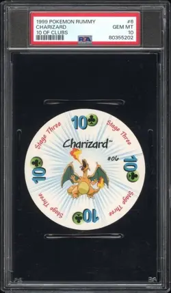 1999 Pokemon Rummy Charizard 10 of Clubs #6 PSA 10 POP 35 - Image 1