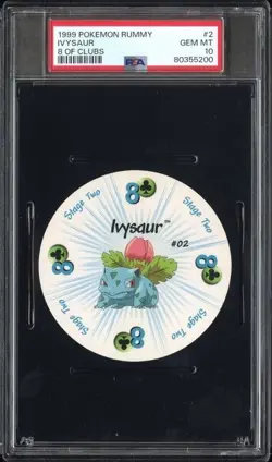 1999 Pokemon Rummy Ivysaur 8 of Clubs #2 PSA 10 POP 15 - Image 1