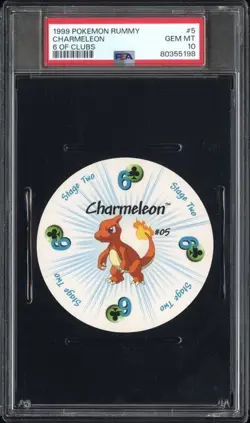 1999 Pokemon Rummy Charmeleon 6 of Clubs #5 PSA 10 POP 13 - Image 1