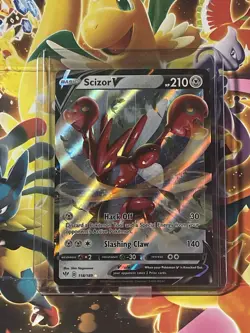 POKEMON SCIZOR V ULTRA RARE FULL ART HOLO 118/189 DARKNESS ABLAZE TCG - Image 1