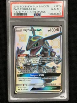 2018 POKEMON SUN & MOON CELESTIAL STORM #177A FULL ART/RAYQUAZA GX PSA 10 - Image 1