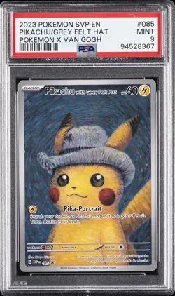2023 POKEMON SVP EN-SV BLACK STAR PROMO #085 PIKACHU WITH GREY FELT HAT PSA 9 - Image 1