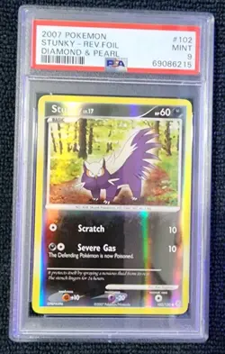 Pokemon - Stunky Reverse Holo - Diamond & Pearl - #102 - PSA 9 - Image 1