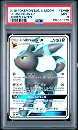 Fa/Umbreon Gx Pokemon Sun & Moon Hidden Fates SV69 NM PSA 9 - Image 1