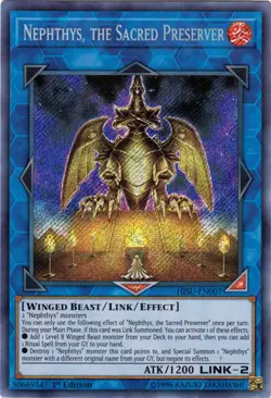 Yugioh! LP Nephthys, the Sacred Preserver - HISU-EN007 - Secret Rare - 1st Editi - Image 1