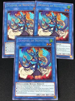 YUGIOH DEVOTEE OF THE NEPHTHYS HISU-EN005 1ST SECRET X3(NM) - Image 1