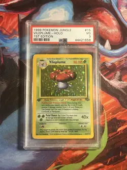 POKEMON CARD 1999 VILEPLUME HOLO FIRST EDITION 15/64 JUNGLE SET PSA 3 VG - Image 1