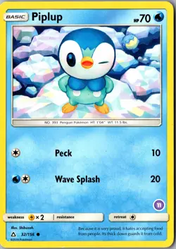 Piplup (32) 32/156 Common SM - Ultra Prism LP Pokemon Card - Image 1