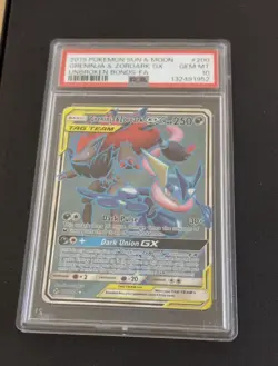 Pokemon TCG Greninja and Zoroark GX Tag Team Full Art Unbroken Bonds #200 PSA10 - Image 2