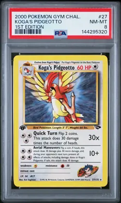 2000 POKEMON GYM CHALLENGE 1ST ED #27 KOGA'S PIDGEOTTO PSA 8 - Image 1