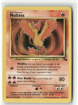 Pokemon Moltres (27) 27/62 Unlimited Fossil Rare - Image 1