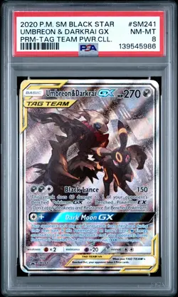 Umbreon & Darkrai Gx Pokemon Sm Black Star Promo SM241 NM PSA 8 - Image 1