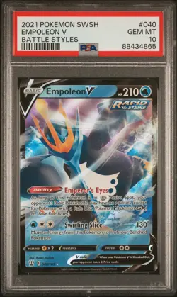 2021 PSA 10 #040/163 POKEMON SWORD & SHIELD BATTLE STYLES EMPOLEON V BATTLE STY - Image 3