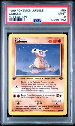 1999 POKEMON JUNGLE 1ST ED #50 CUBONE PSA 9 - Image 1