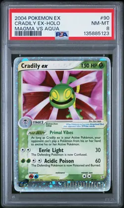 2004 POKEMON EX TEAM MAGMA VS TEAM AQUA #90 CRADILY EX-HOLO PSA 8 - Image 1