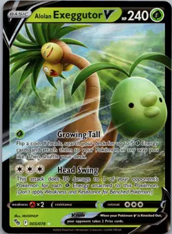 Pokemon TCG Alolan Exeggutor V 5/78 Pokemon GO Holo NM - Image 1