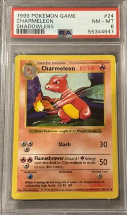 Vintage Pokemon WOTC Base Set Shadowless Charmeleon #24/102 PSA - Image 1