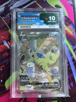 Pokemon TCG Tyranitar v Alt Art 155/163 Ace PERFECT 10 Gem Mint Battle Styles - Image 1